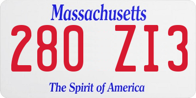 MA license plate 280ZI3