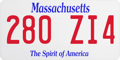 MA license plate 280ZI4