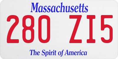 MA license plate 280ZI5