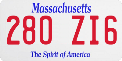 MA license plate 280ZI6