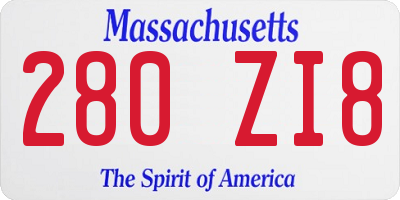 MA license plate 280ZI8