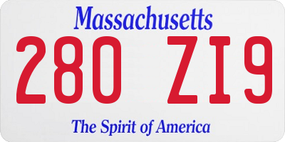 MA license plate 280ZI9