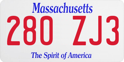 MA license plate 280ZJ3
