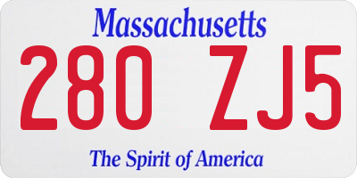 MA license plate 280ZJ5