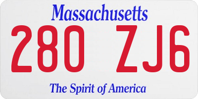 MA license plate 280ZJ6
