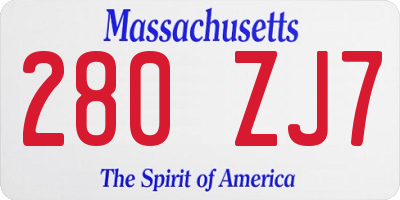 MA license plate 280ZJ7