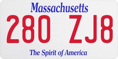 MA license plate 280ZJ8