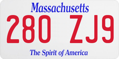 MA license plate 280ZJ9
