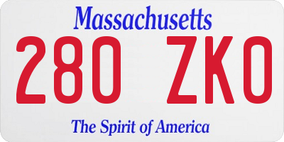 MA license plate 280ZK0