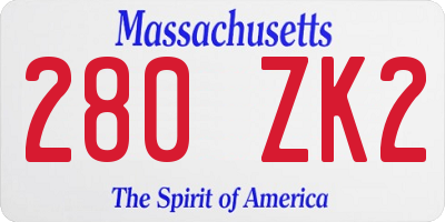 MA license plate 280ZK2