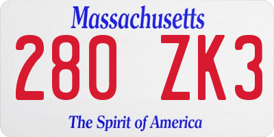MA license plate 280ZK3