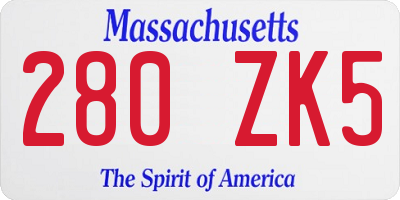 MA license plate 280ZK5
