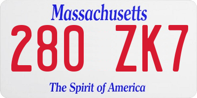 MA license plate 280ZK7