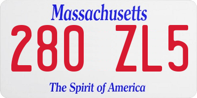 MA license plate 280ZL5