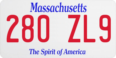 MA license plate 280ZL9
