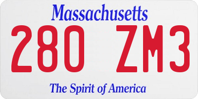 MA license plate 280ZM3