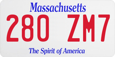 MA license plate 280ZM7