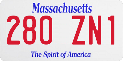 MA license plate 280ZN1