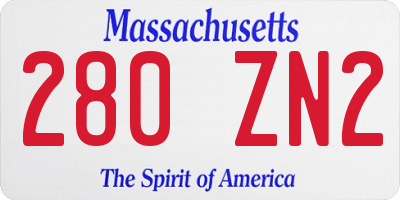 MA license plate 280ZN2