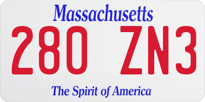 MA license plate 280ZN3