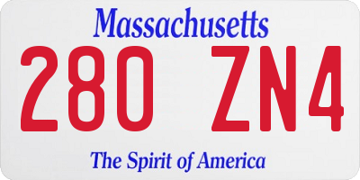MA license plate 280ZN4