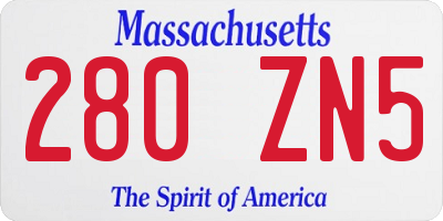 MA license plate 280ZN5