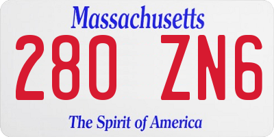 MA license plate 280ZN6