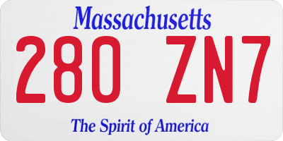 MA license plate 280ZN7