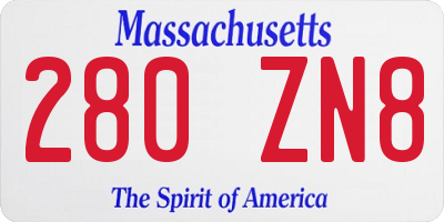 MA license plate 280ZN8
