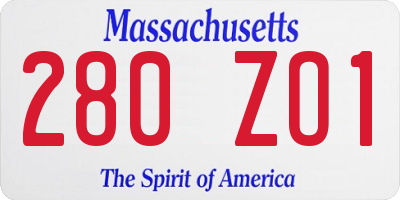 MA license plate 280ZO1
