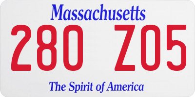 MA license plate 280ZO5
