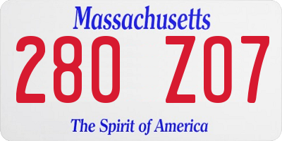 MA license plate 280ZO7