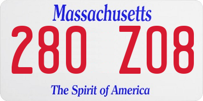 MA license plate 280ZO8