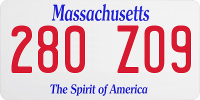 MA license plate 280ZO9