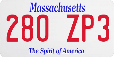 MA license plate 280ZP3