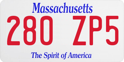 MA license plate 280ZP5