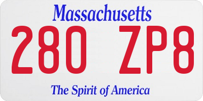 MA license plate 280ZP8