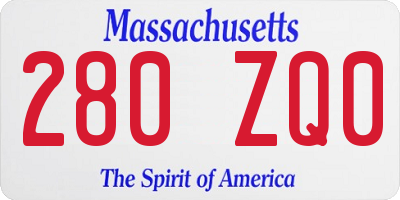 MA license plate 280ZQ0