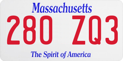 MA license plate 280ZQ3
