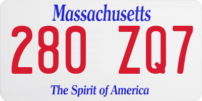MA license plate 280ZQ7