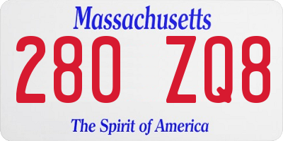 MA license plate 280ZQ8