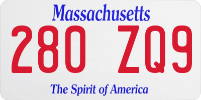 MA license plate 280ZQ9