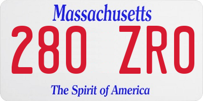 MA license plate 280ZR0