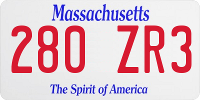 MA license plate 280ZR3