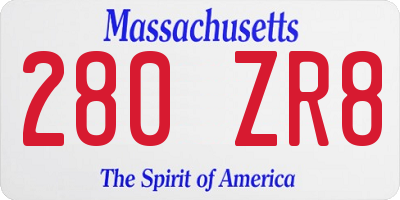 MA license plate 280ZR8