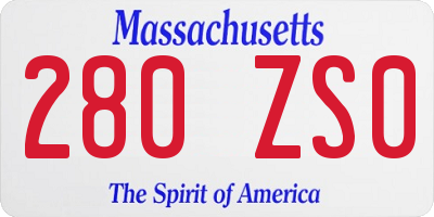 MA license plate 280ZS0