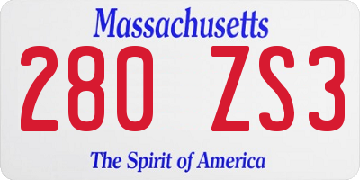 MA license plate 280ZS3