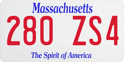 MA license plate 280ZS4