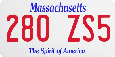 MA license plate 280ZS5