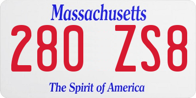 MA license plate 280ZS8